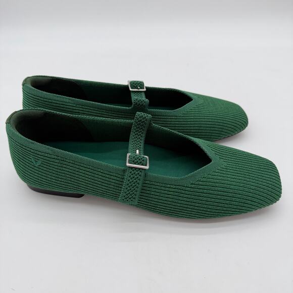 Vivaia Margot Mary Jane Comfort Old Money Arch Support Flats Forrest Green 9 - Picture 2 of 9